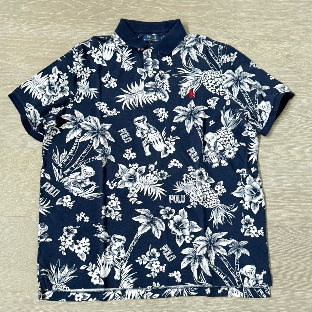 Polo Ralph Lauren Tropical Aloha Hawaii Print Polo Shirt classic fit size L